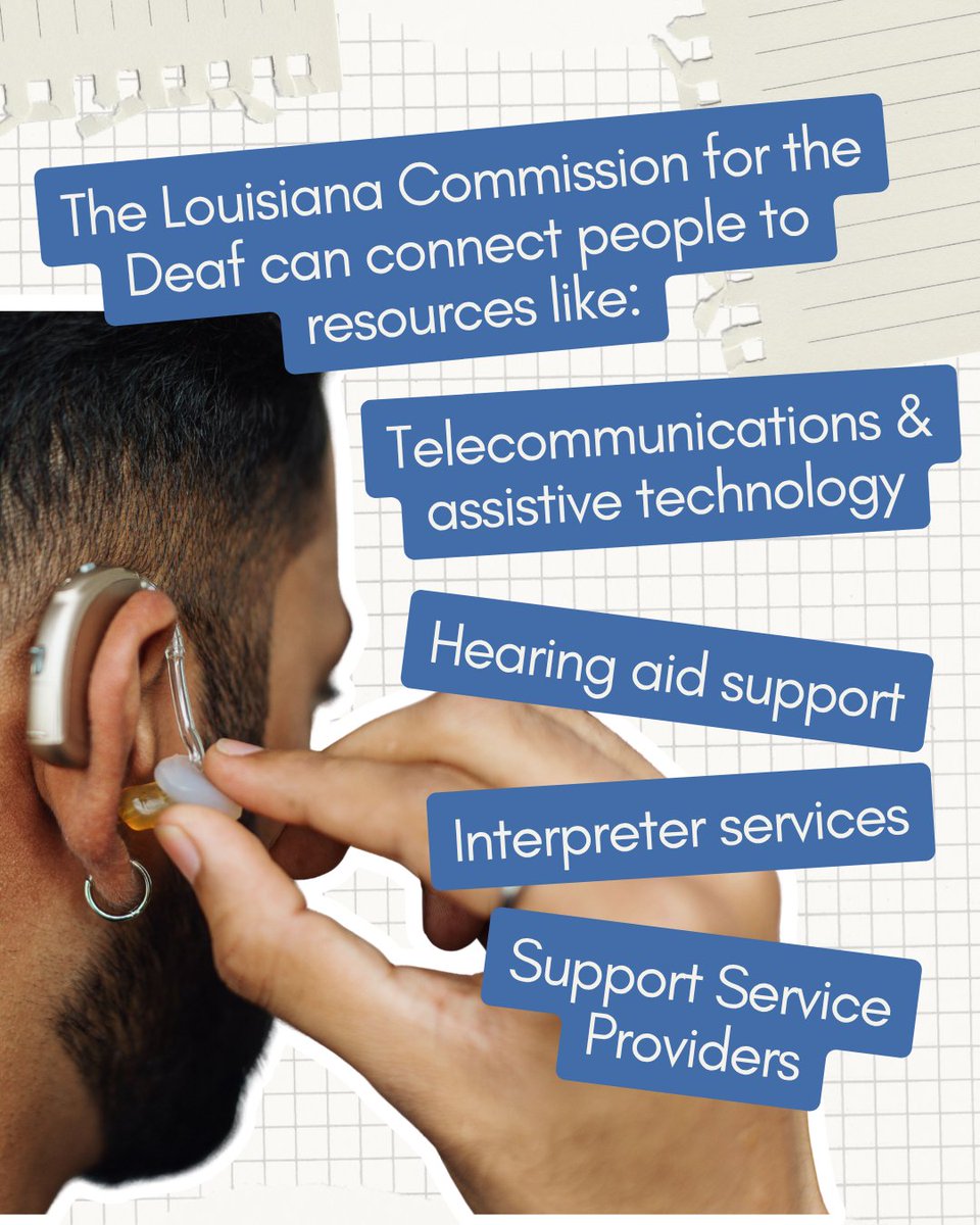 LADeptHealth's tweet photo. September is Deaf Awareness Month!

The Louisiana Commission for the Deaf helps connect d/Deaf, Deafblind, and hard-of-hearing Louisianians with accommodations, services, and resources that support independence.

Learn more about LCD here: https://t.co/kZ3UJWGMly https://t.co/h5QPMRhqy0