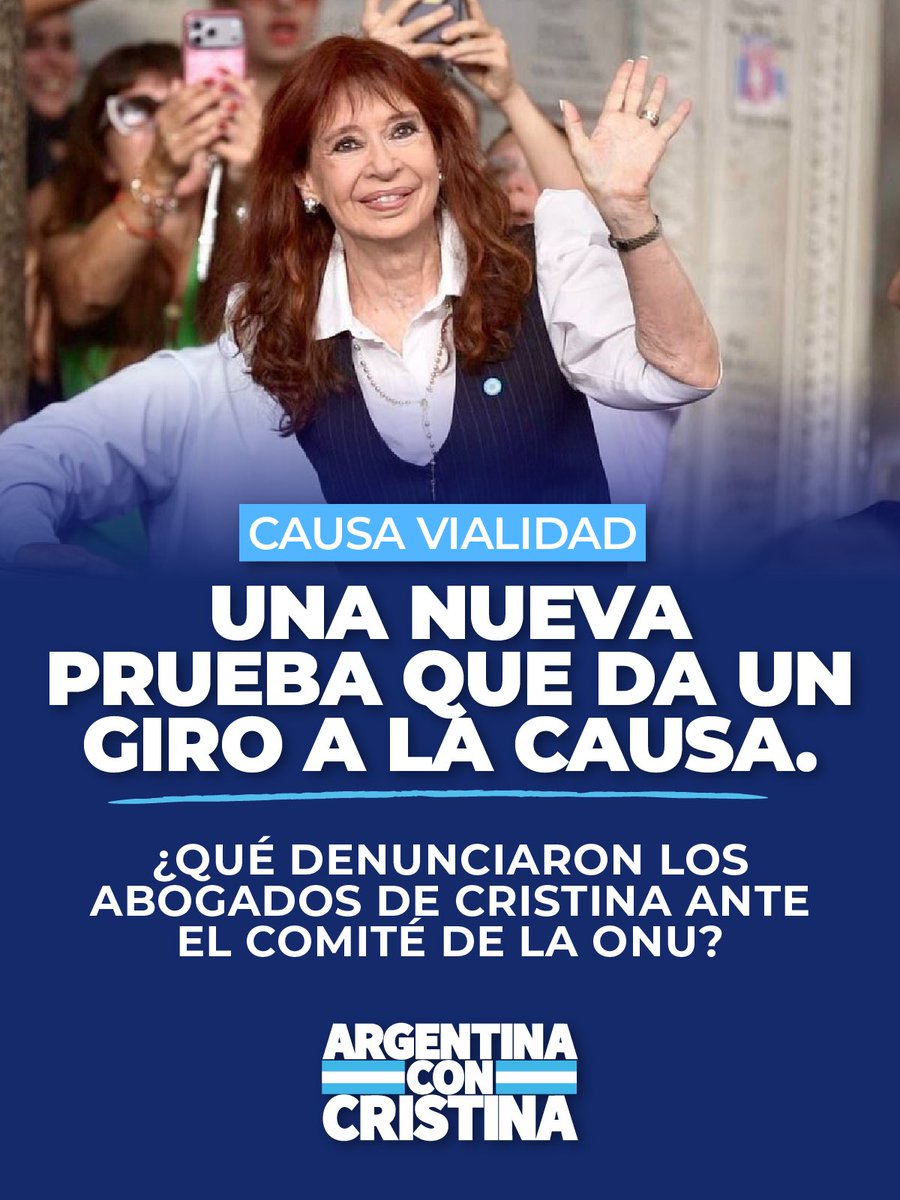 argconcristina's tweet photo. Causa Vialidad: los abogados de Cristina presentaron una prueba que derrumba la condena. 

CRISTINA ES INOCENTE
#CRISTINALIBRE https://t.co/pVDCXXvHzI
