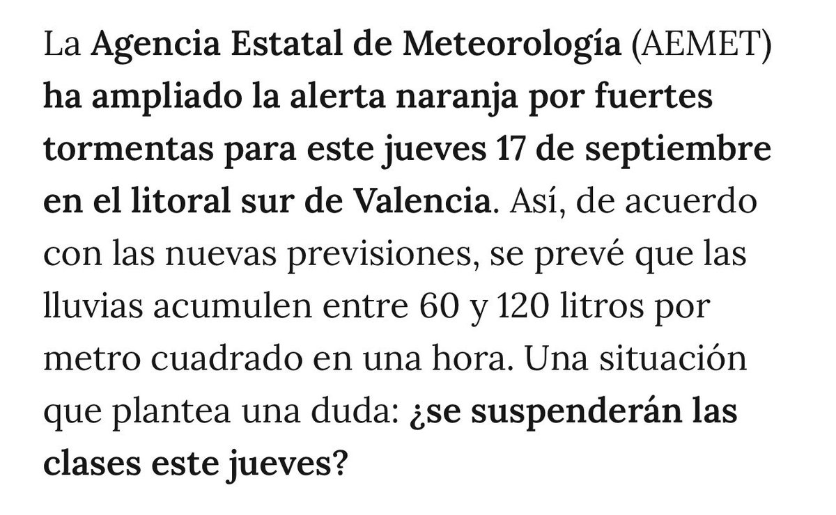 PolanoKevin's tweet photo. @AjuntamentVLC @GVA112 La previsión de mañana es peor que la de hoy y el tramo fuerte es a las 13.00h, el horario de salida que habéis puesto por la medida del calor, ¿pretendéis que salgamos nadando de clase? ¿Nos vais a impartir previamente clases de natación? ¿Tengo que alquilar un kayak? Haces algo https://t.co/vPcWCptxTC