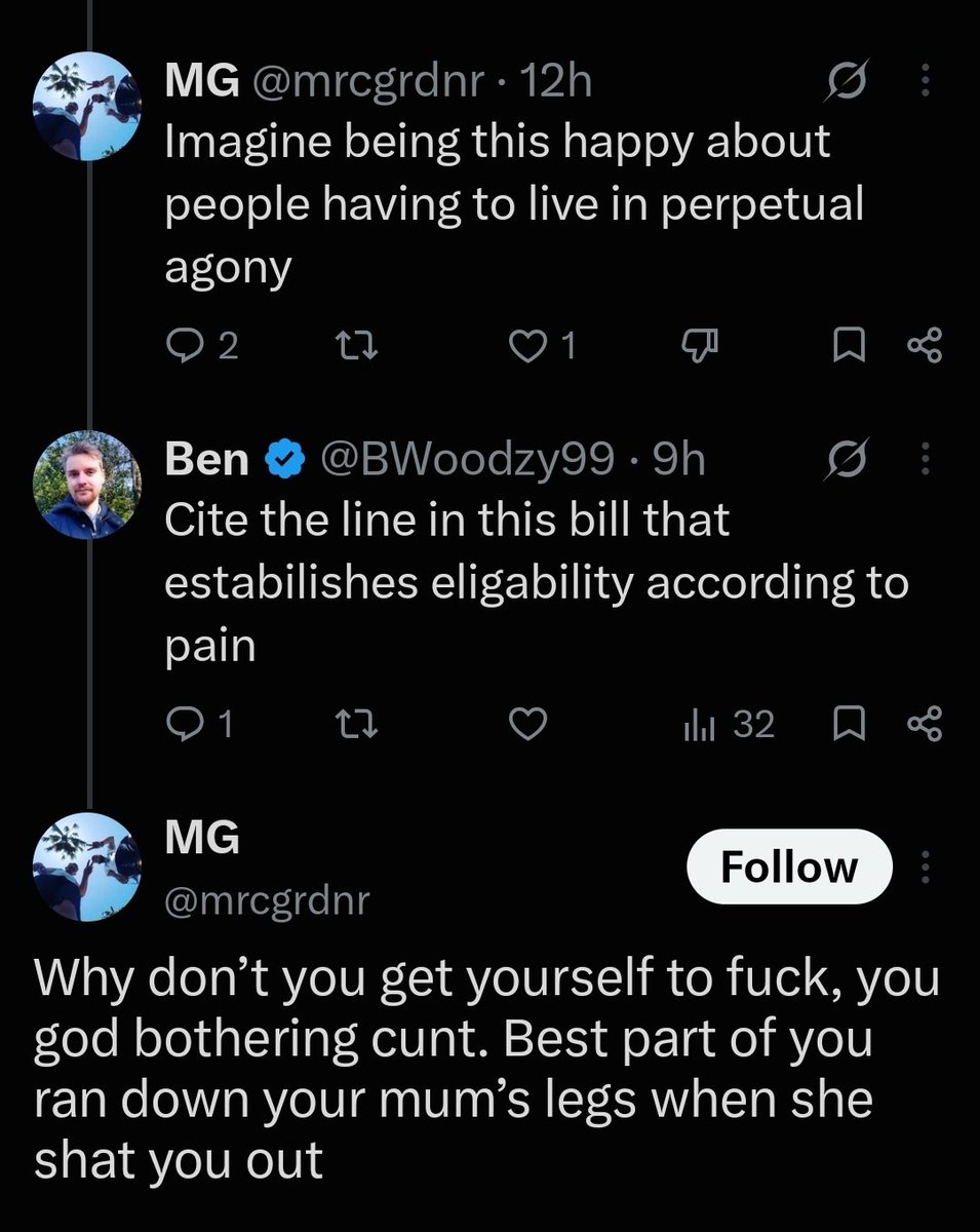 BWoodzy99's tweet photo. The entire Assisted Dying debate in a single screenshot https://t.co/5NYAn7pgQX