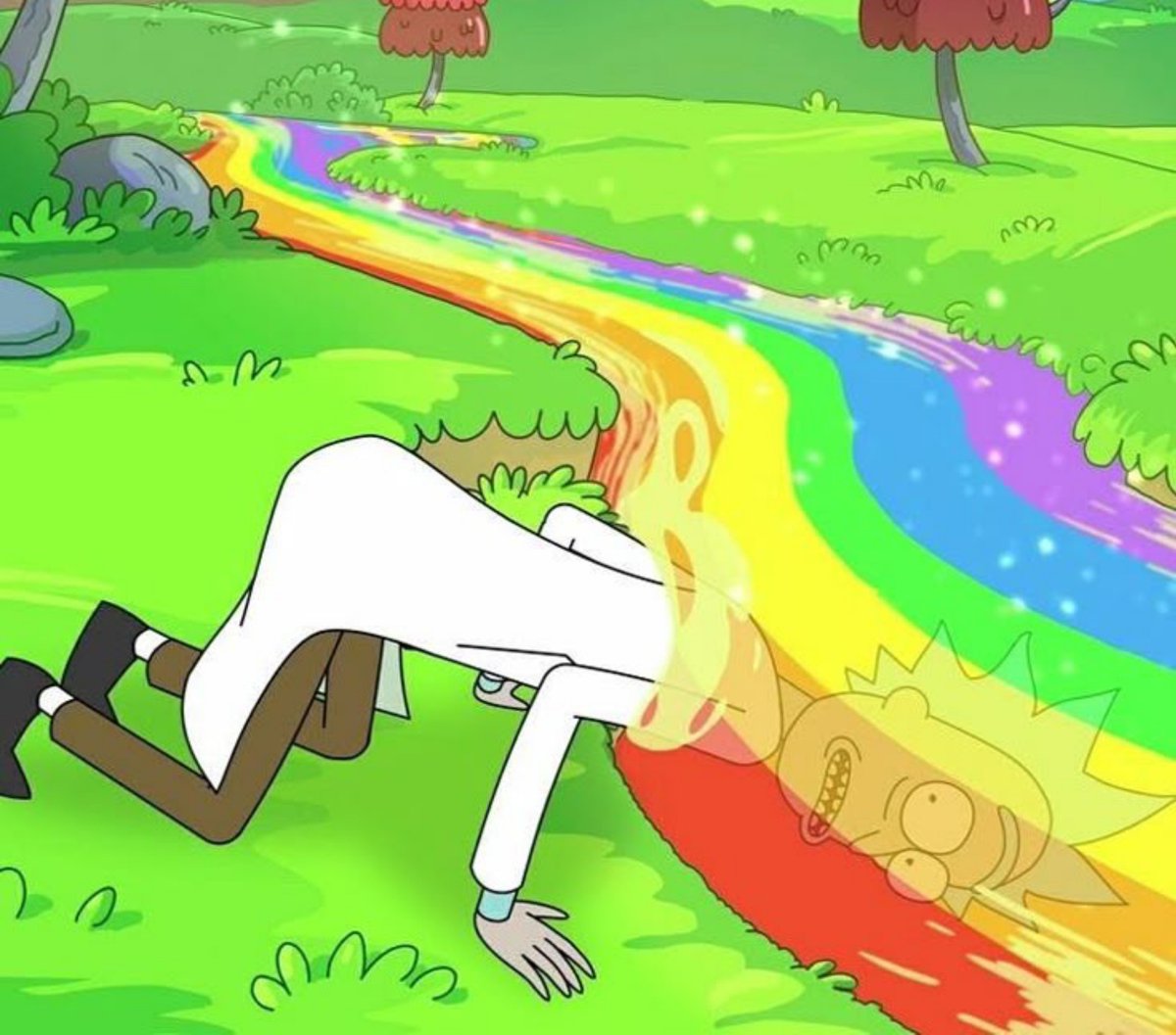 Bonboniit's tweet photo. Y'all remember that one ep where Rick had an anxiety attack after being around straight "people" for so long, so he shoved his head under the fag river to calm down 😔 https://t.co/R9QyVzEsKf