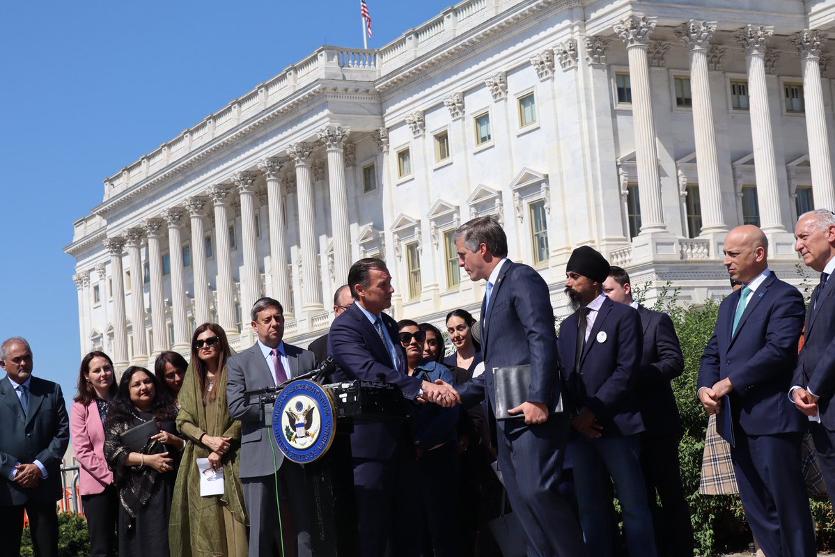 RepKnott's tweet photo. I held a press conference today with @RepTomSuozzi and numerous religious organizations supporting the ‘Right to Worship Act.’ 

Today, a right as sacred as the right to worship is only as durable as the government’s willingness or ability to enforce it. This bill closes the dependency on prosecutors by putting real recourses directly in the hands of the victims of intentional and disruptive harassment and intimidation. 

Thank you to Congressman Suozzi for his partnership on this bill. Now, let’s get it passed!
