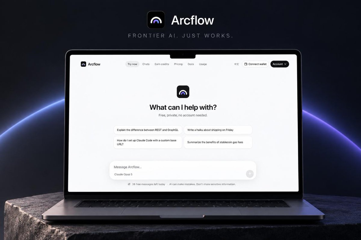 tryarcflow's tweet photo. Try it for free.

- One chat 
- Frontier AI models
- No setup.

See what Arcflow can do → https://t.co/tjYmIRB4BK https://t.co/epxR39x9ag