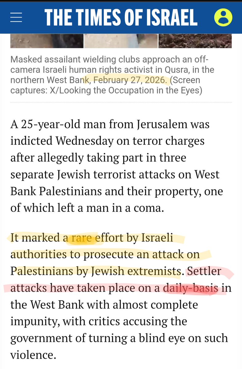Cheeze_Coolman's tweet photo. @UK_Hasmonean @PhilipProudfoot The last time an Israeli was CHARGED with a terrorist attack was for an attack on February 27, 2026.
The last time there was a terror attack by an Israeli was today. https://t.co/efnQ4OfSOB