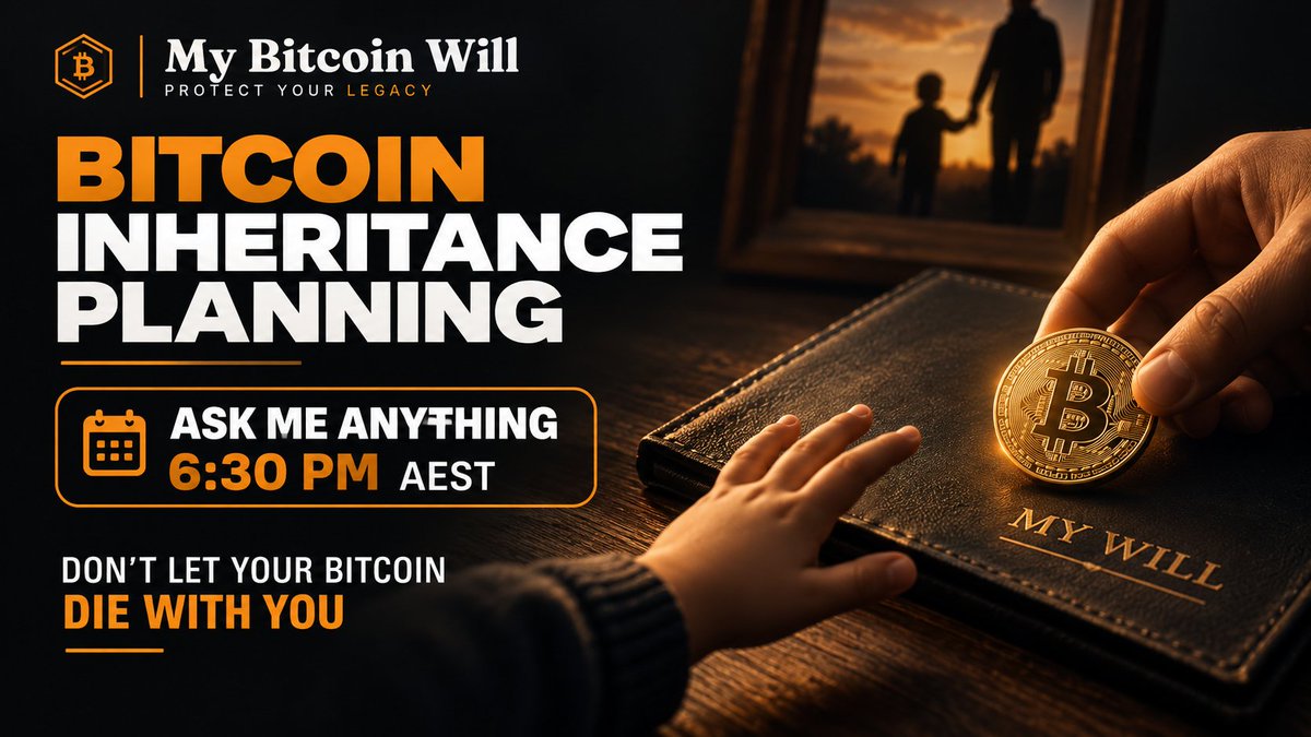 Dale21M's tweet photo. Let's talk about bitcoin and inheritance planning. Tonight, live at 6:30pm. Ask me anything. 

https://t.co/yajrBIt776 https://t.co/wNitYxHDgD