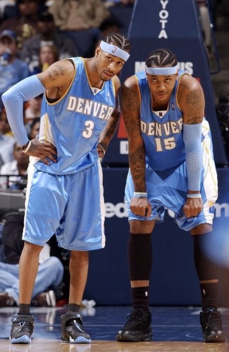 HoopMuse's tweet photo. Iverson &amp; Melo in their one full season together:

Iverson —                  Melo —
26.4 PPG                   25.7 PPG
3.0 RPG                      7.4 RPG
7.1 APG                       3.4 APG
2.0 SPG                      1.3 SPG

Led Nuggets to a 50-32 record https://t.co/tDKzGxAW7l
