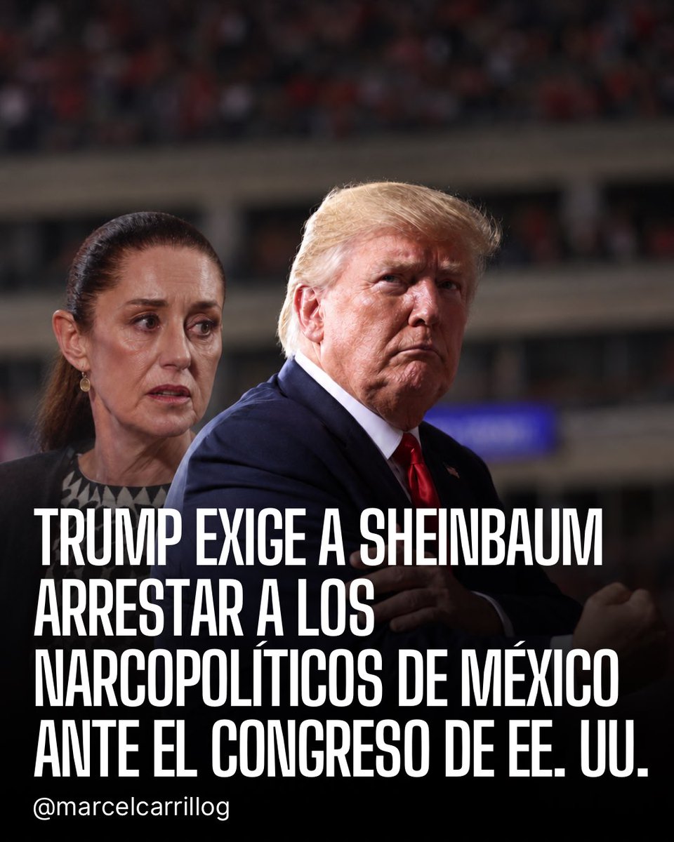 marcelcarrillog's tweet photo. Se le acabó la paciencia a Trump: en un documento enviado al Congreso de Estados Unidos exigió a México exponer, arrestar y procesar a los numerosos funcionarios corruptos que ayudan a los cárteles. En pocas palabras: quiere ver a los narcopolíticos tras las rejas.

Estados Unidos reconoció los decomisos y operativos de Sheinbaum, pero dejó claro que no bastan mientras los cárteles dominen amplias zonas del país y sus cómplices continúen cobrando como servidores públicos.

Qué incómodo para el narcogobierno que tanto presume la “soberanía”: Trump dice que quienes verdaderamente la traicionaron fueron los políticos que entregaron México al crimen organizado.

La pregunta ya no es si existen esos narcopolíticos. Sheinbaum no los detiene porque, si empieza a jalar el hilo, se le deshace todo Morena.