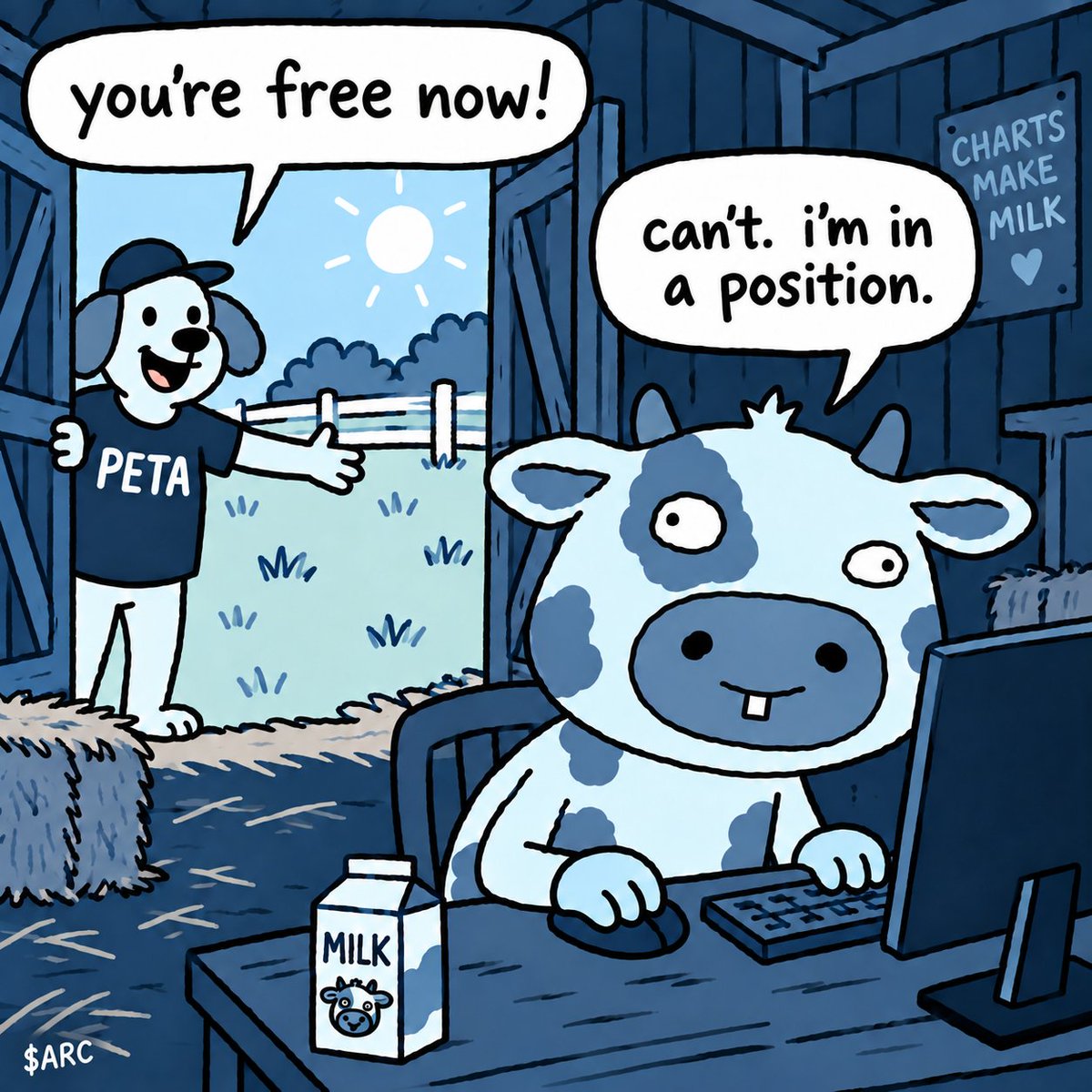 ARetardedCow's tweet photo. peta opened the gate.

but freedom doesn't have a chart.

Fuck @peta 

https://t.co/nukea0zM7R https://t.co/fAOCzyQdKL