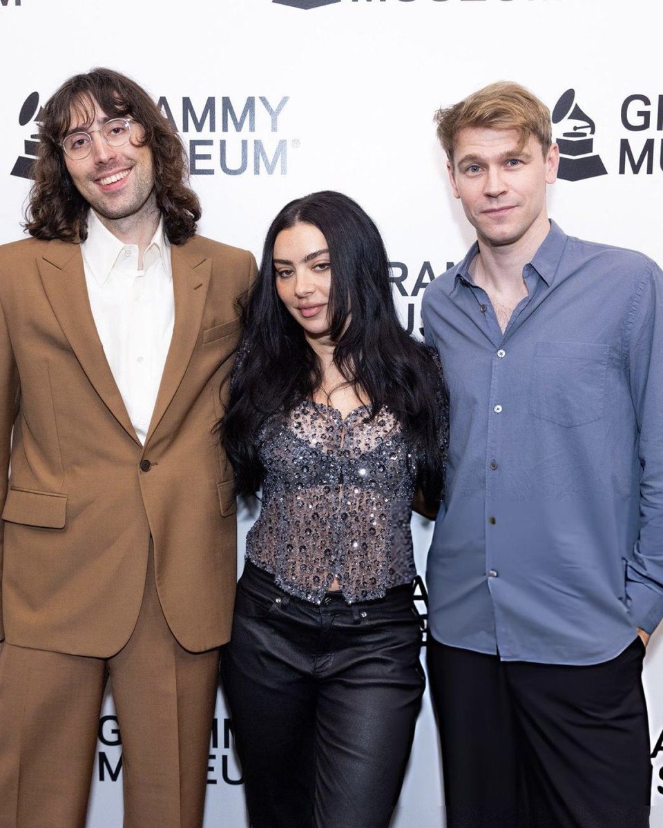 infocharlixcx's tweet photo. Charli xcx with A.G. Cook and Finn Keane at the GRAMMY Museum. https://t.co/q5SnOO3ez6