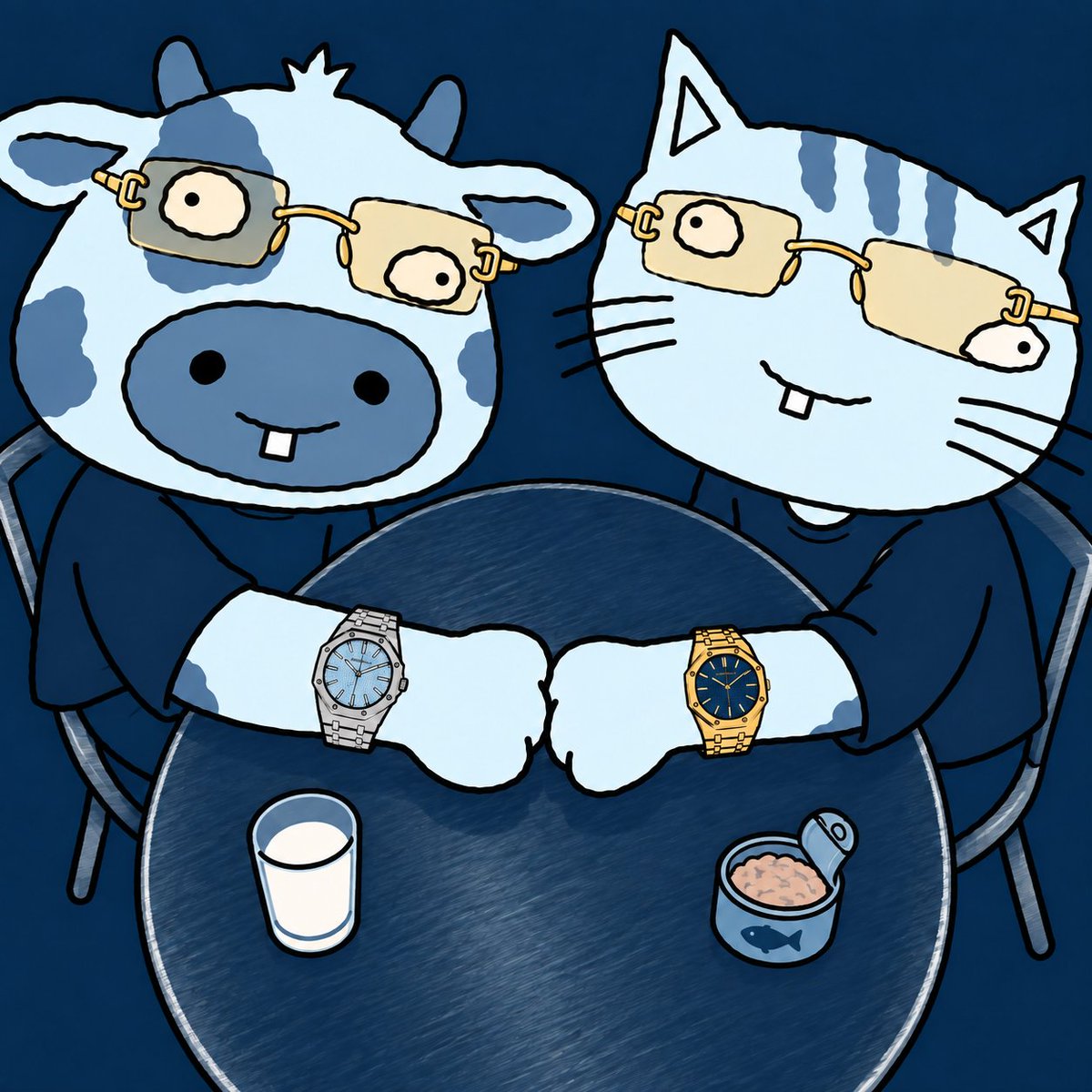 ARetardedCow's tweet photo. cartier on the eyes. 
AP on the wrist. 
Still can't get her back.

@ARetardedCat 
https://t.co/nukea0zM7R https://t.co/WaEgaYrMun