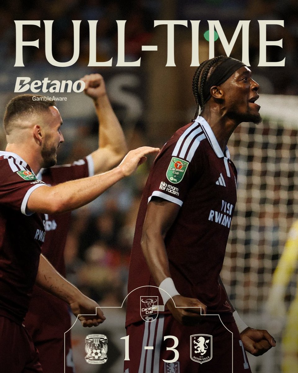 AstonVilla's tweet photo. Through to Round Four ✅ #CarabaoCup https://t.co/1UrlvYO495