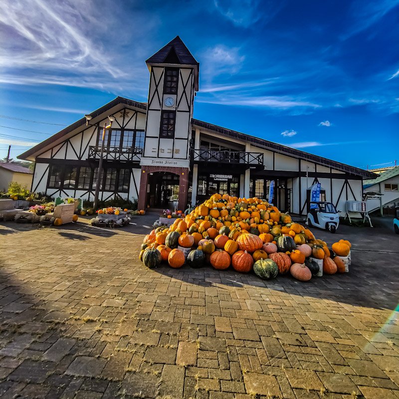 takeruexp's tweet photo. この時期がきました。
ニセコ駅前周辺にハロウィン🎃かぼちゃ🎃がやってきてニセコ駅前周辺・ニセコ町中央通町内会沿線・ニセコ駅前温泉綺羅乃湯に並びました。
#ニセコ駅 
#ニセコ町 
#ハロウィンかぼちゃ 
#ニセコ駅前温泉綺羅乃湯 https://t.co/kSJbRoce69