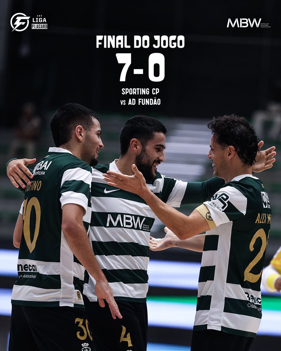 SCPModalidades's tweet photo. #FutsalSCP | ⏹️ Os Leões goleiam o AD Fundão e somam mais uma vitória na Liga Placard 🦁
⚽ Wesley, Rúben Teixeira, Tomás Paçó (2), Bruno Maior, Auto-golo e Felipe Valério.
7-0 // #SCPADF https://t.co/MT3IUrbhJu