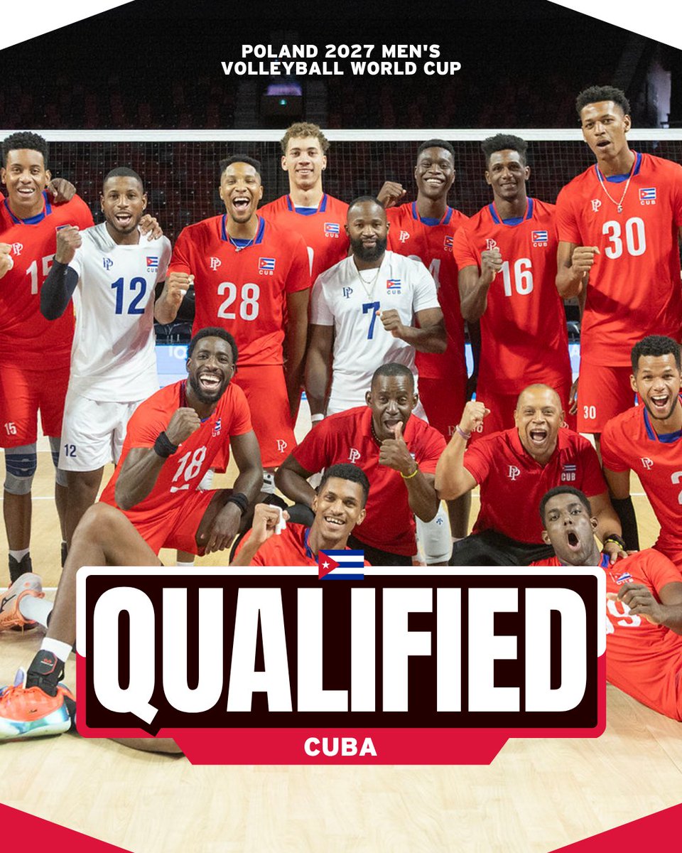 volleyballworld's tweet photo. ๐จ๐บ CUBA ARE WORLD CUP BOUND! ๐๏ธ๐
Cuba have punched their ticket to the 2027 FIVB Volleyball Menโs World Cup! ๐๐ฅ
Another big stage awaits the Caribbean powerhouse. See you in Poland, Cuba! ๐จ๐บ๐
๐ #Volleyball #VBWorldCup https://t.co/U2Y3p19Lbg