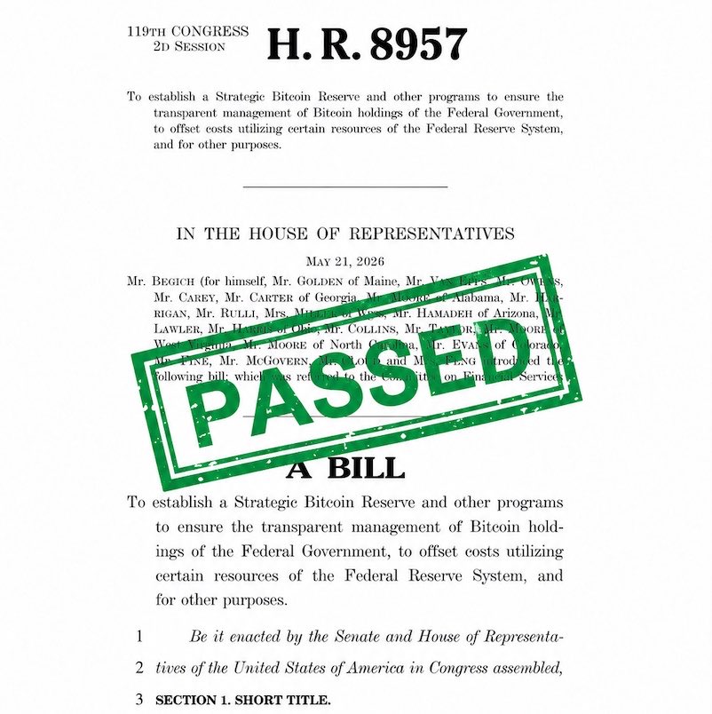 AshCrypto's tweet photo. BREAKING: 🇺🇸 THE HOUSE COMMITTEE HAS ADVANCED THE STRATEGIC BITCOIN RESERVE BILL.

THIS IS GIGA BULLISH 🚀 https://t.co/zQ94l2JiOo
