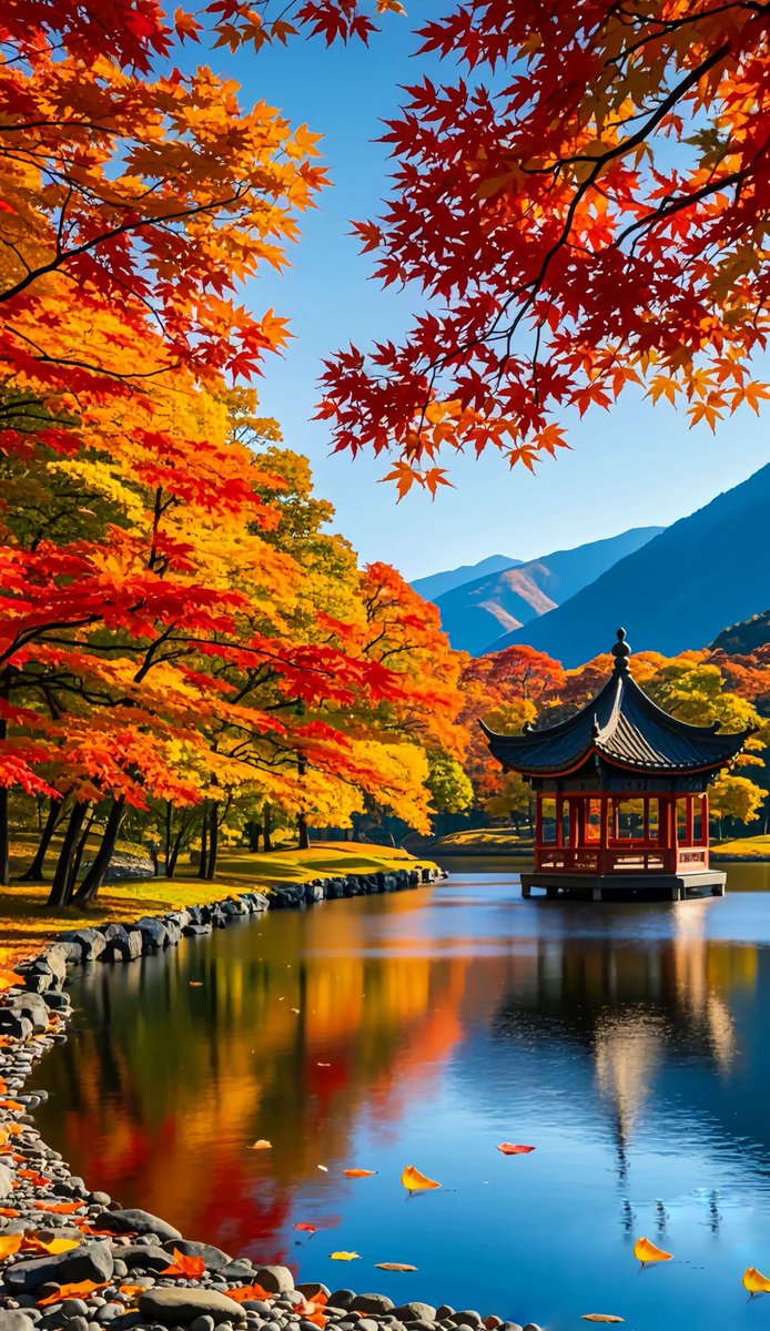 astev367879's tweet photo. [Golden autumn breeze brings crisp air and falling maple leaves—perfect for a cozy walk with a warm latte! ]， https://t.co/uu9GwjWB1l