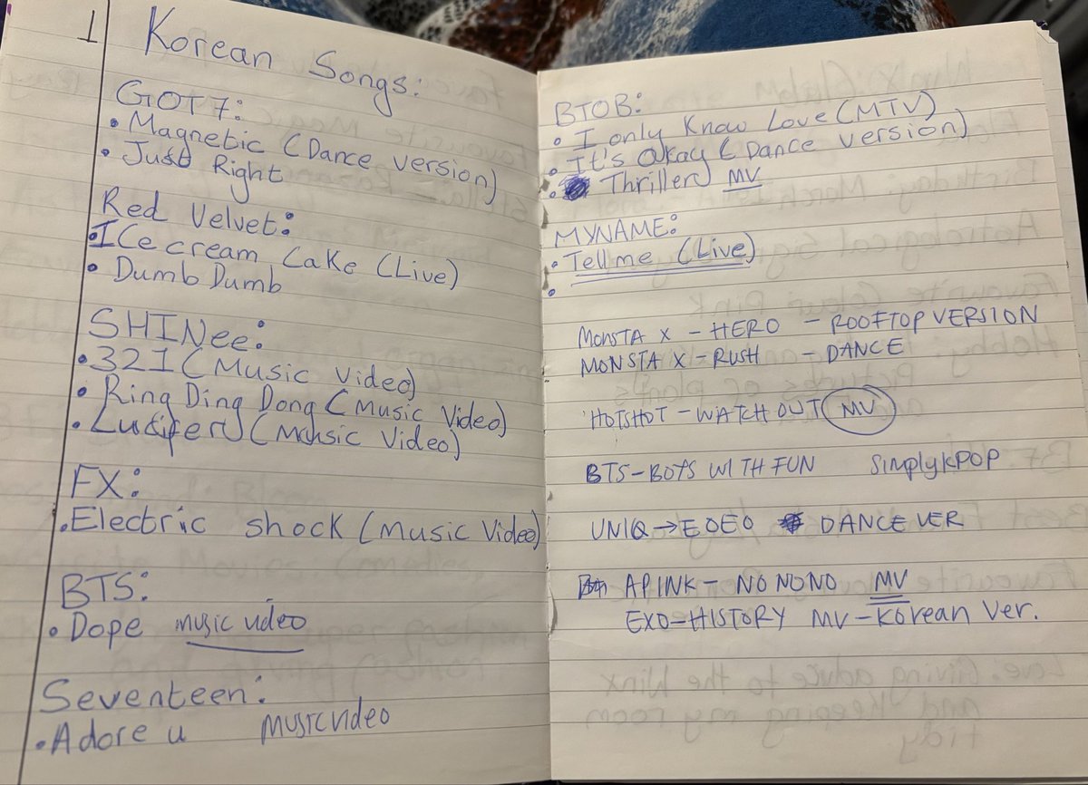 wishinspirit's tweet photo. woah nostalgia... i found my old notebook from like 2015 ish. i miss this era of kpop https://t.co/aSBKW67ZEW