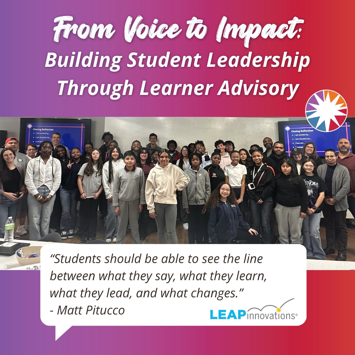 Distinctive_Edu's tweet photo. Matt Pitucco, Executive Director of Engagement at Distinctive Schools, published an article with @leapinchicago about Learner Advisory, an opportunity for students from @CICS_schools campuses to implement improvements. Click here to read Matt’s article! https://t.co/AJeOENC2j0 https://t.co/jAj4ZQFIfg