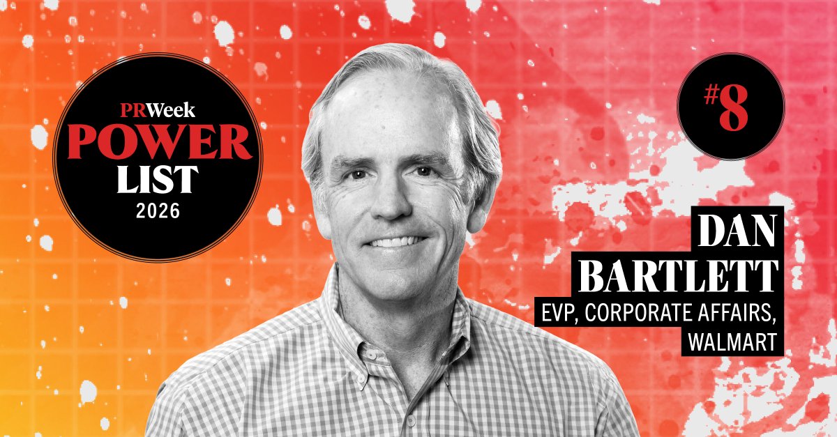 PRWeekUS's tweet photo. Congratulations to Joe Evangelisti of J.P. Morgan, Dan Bartlett of Walmart, Lin-Hua Wu of General Motors and Dustee Jenkins of Spotify on being named on the PRWeek Power List 2026! Read about their careers and check out the full list here: https://t.co/aCnJAzAat8

#PRWeek https://t.co/e5uyWh9s9x
