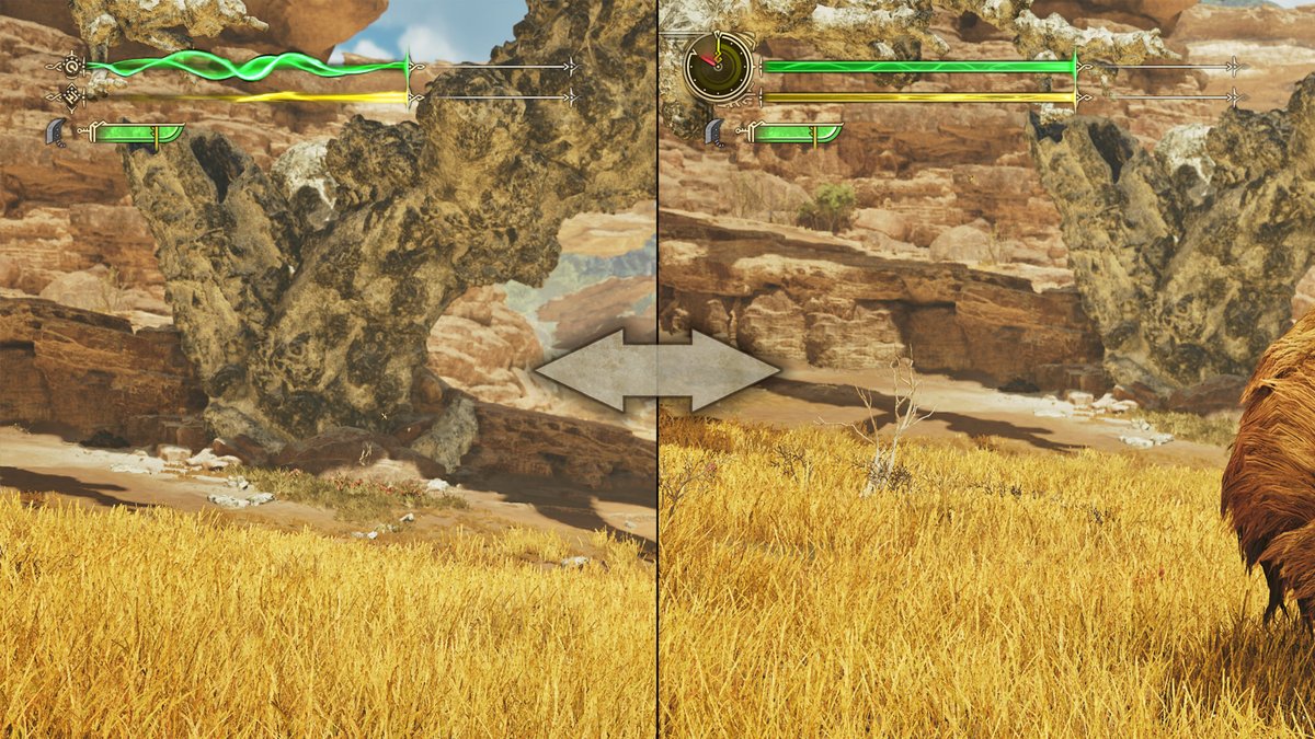 monsterhunter's tweet photo. New Quality of Life Features - Part 5

Players will be able to change their HUD elements, such as the clock position, health and stamina gauge effects, and item display settings in the item box, to match the look of previous titles in the series.

Coming to all Hunters, including those without #Ascendance!