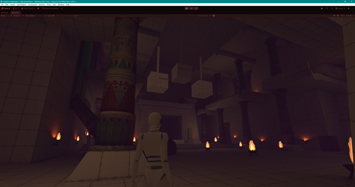 EpygraphStudio's tweet photo. High ceilings, deep shadows, little pools of fire.

An early look at one of Project Ariadne's levels. Still in blockout, but the atmosphere is starting to come through.

#leveldesign #unity #gamedev https://t.co/ATq4QUvbeX