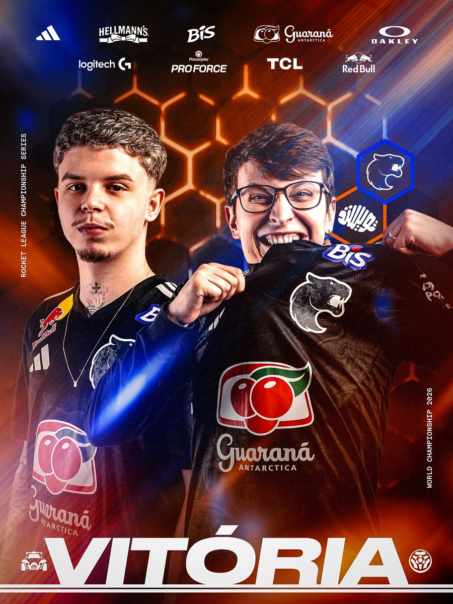 FURIA's tweet photo. CLASSIFICADOS PARA OS PLAYOFFS DO #RLCS World Championship 2026! ⚽🚗

Jogaço de 3x2 contra a Twisted Minds garantindo a vitória da #FURIARL!

É DUPLO #DIADEFURIA https://t.co/zP0am5KHI6
