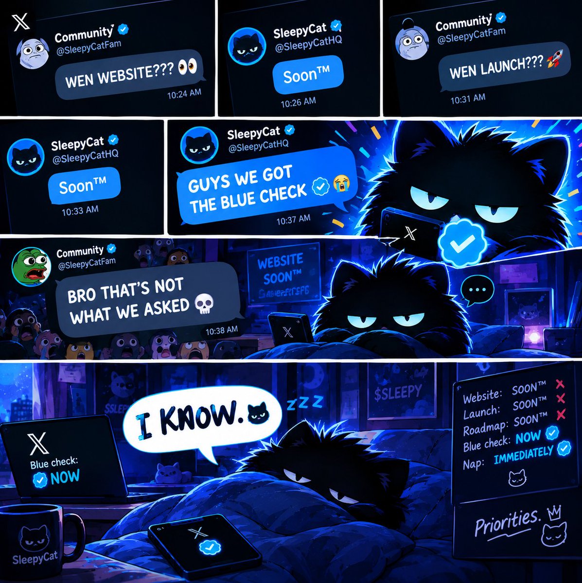 SleepyCatHQ's tweet photo. SLEEPYCAT’S PRIORITIES ARE DIFFERENT 💀
#SleepyCat #MemeCoin #Raydium https://t.co/T5ze9AS3FF