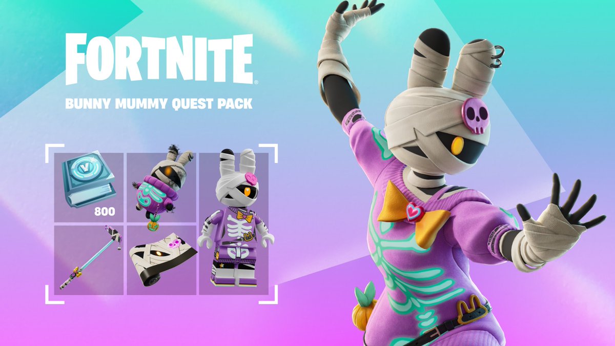 iannzits's tweet photo. 🐰 O Pacote de Tarefas Coelhinha Múmia chega à Loja do Fortnite em 3 de outubro por R$ 31,99 e fica até 5 de dezembro!

· Traje Coelhinha Múmia
· Mochila Coelhinha Mumificadinha
· Picareta Bastão de Selfie Mumificado
· Envelopamento Bandagens da Coelha
· 800 V-Bucks em Tarefas

via @shiinabr