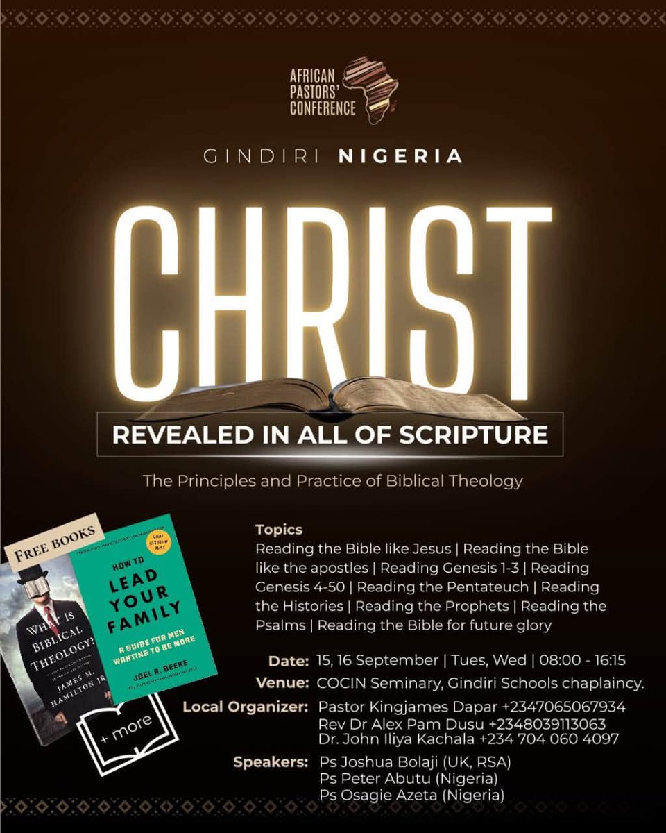 AfricanPastors_'s tweet photo. Thank you, Gindiri, Plateau NG!

Well attended conference. 573 delegates in attendance.

Theme puzzled delegates. They asked lot of questions about on covenant theology &amp; how the Old Testament applies to the New Testament Church.

In all, glorious conference!

Soli Deo gloria! https://t.co/2Y3px8yn6a