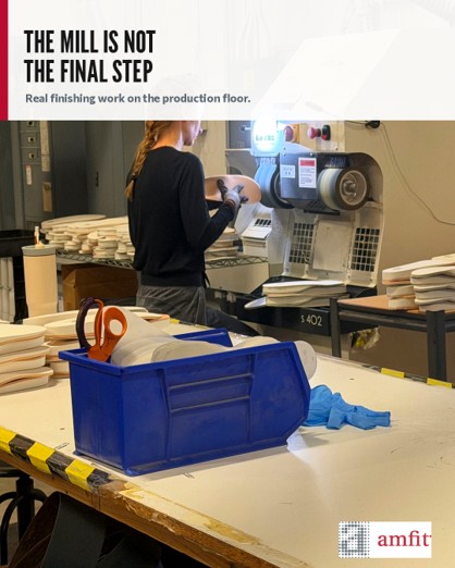 Amfit_a_'s tweet photo. The mill shapes the orthotic, but finishing prepares it for final evaluation and fit. During busy season, finishing capacity matters just as much as mill time. #Amfit #OrthoticProduction https://t.co/Osziso3y6T