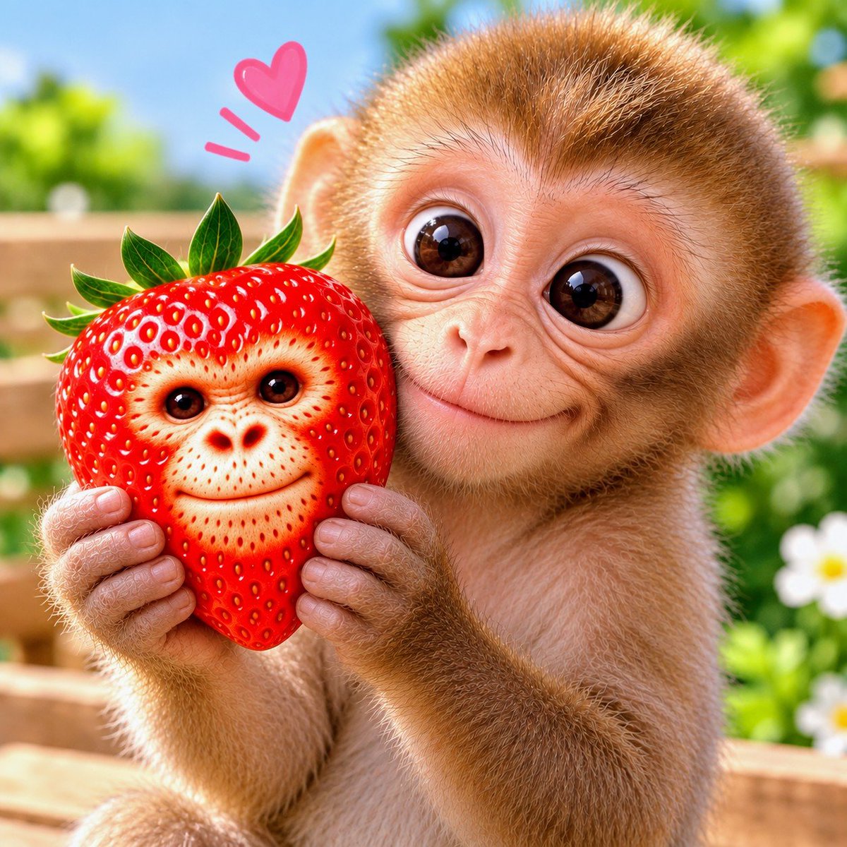 J2_HRHM's tweet photo. It’s Thursday. 

Ooh-ooh, aah-aah! Have a berry good day! 🐒🍓💕 https://t.co/uhQIK0po2z