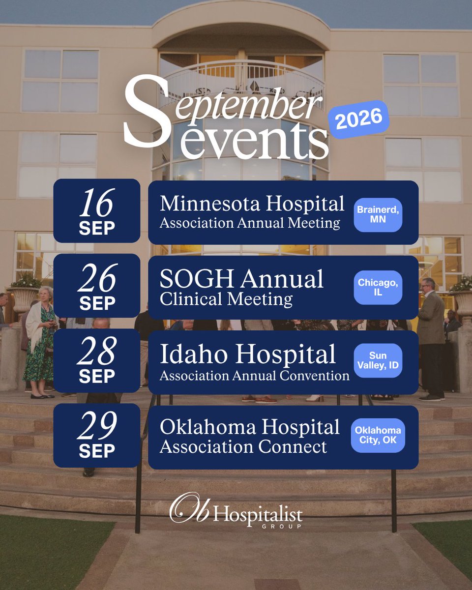 obhg_official's tweet photo. Big month ahead. OBHG is showing up at MHA, SOGH, Idaho Hospital Association, and OHA Connect this September. Come find us ๐
#OBHG #OBGYN #Hospitalist #MaternalHealth https://t.co/gWl7TN9soI