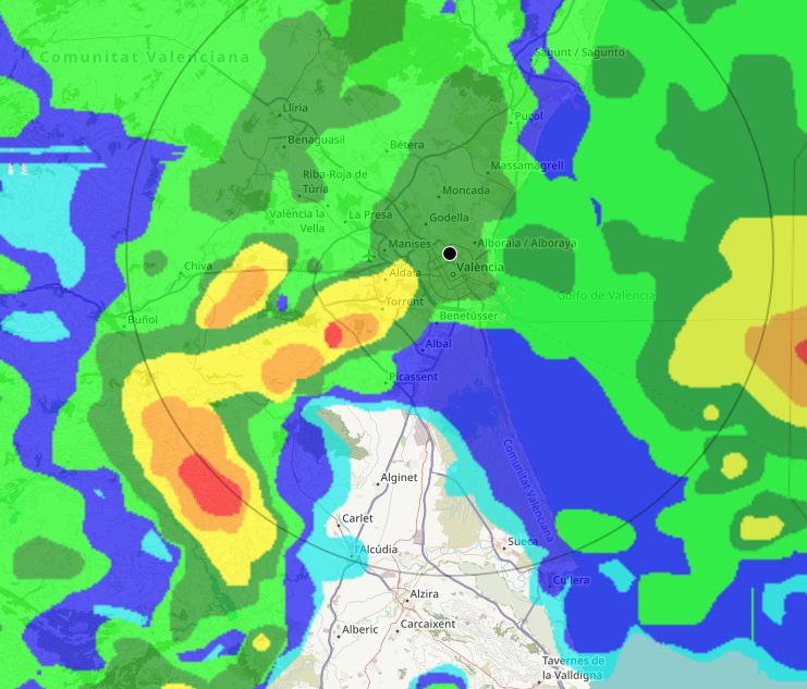 Tiempo_Valencia's tweet photo. La tormenta del suroeste se sigue acercando a València y área metropolitana. Precaución ya que hay zonas inundadas. #tiempoCV https://t.co/8TFXw1hrCI