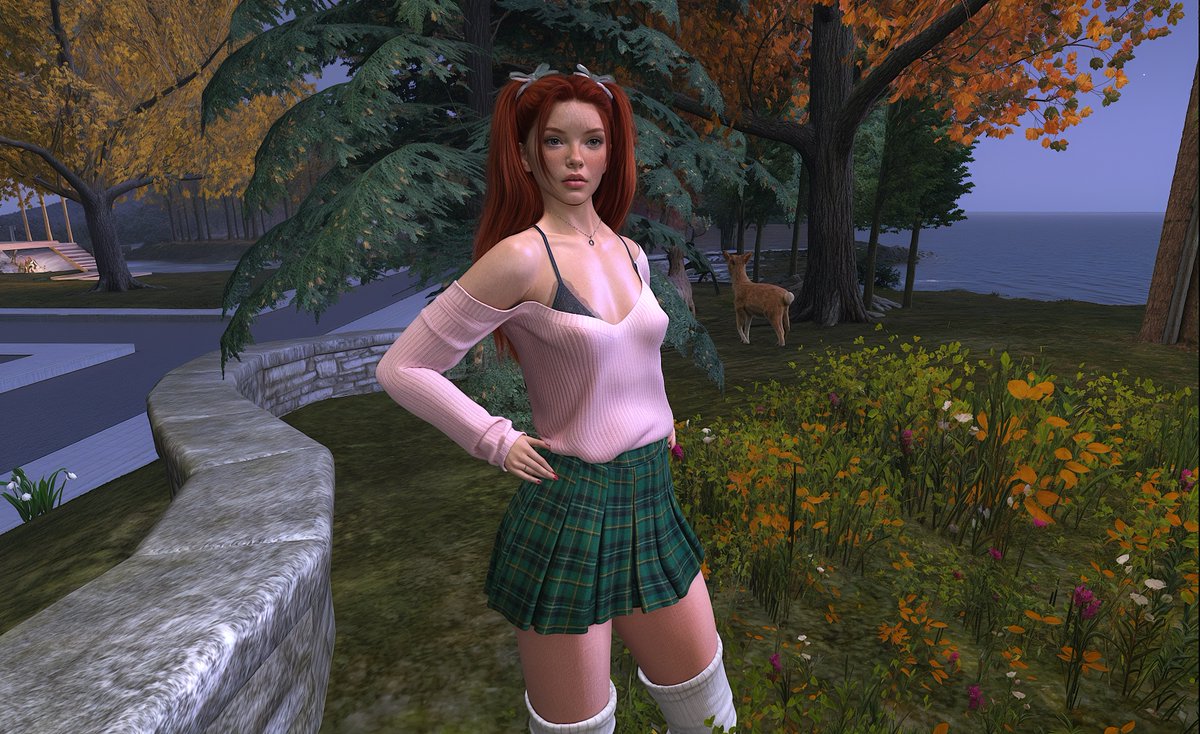 WindsorArabella's tweet photo. BLAIR  by Addams is new and out at @Kustom9_sl. It features a one-shoulder knit with the lace bra underneath and customizable laces in back. This is worn with a pleated mini skirt available in either a plain or tartan fatpack, also part of the BLAIR set. This top also works well with jeans for those chilly autumn evenings. #SecondLife 

https://t.co/iFhIgKXcK1