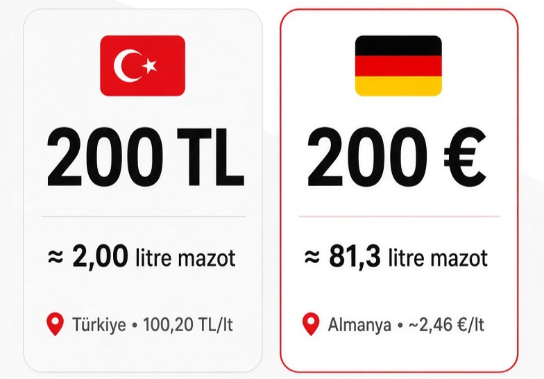 uluser01's tweet photo. Alın size itibar..

Türkiye en büyük banknotu 200 TL ile   2 litre mazot alamazken 
Almanya 200 euro'su ile 81 litre mazot alıyor.
... https://t.co/rB7kckrPvz