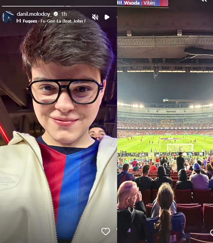 Ozzny_CS2's tweet photo. molodoy, YEKINDAR, FalleN, Yuurih &amp; Sidde are in Camp Nou watching Barcelona play Racing Santander 🇪🇸

> FURIA will play StarLadder StarSeries tomorrow, which is taking place in Barcelona https://t.co/wXKVjuJ9LE