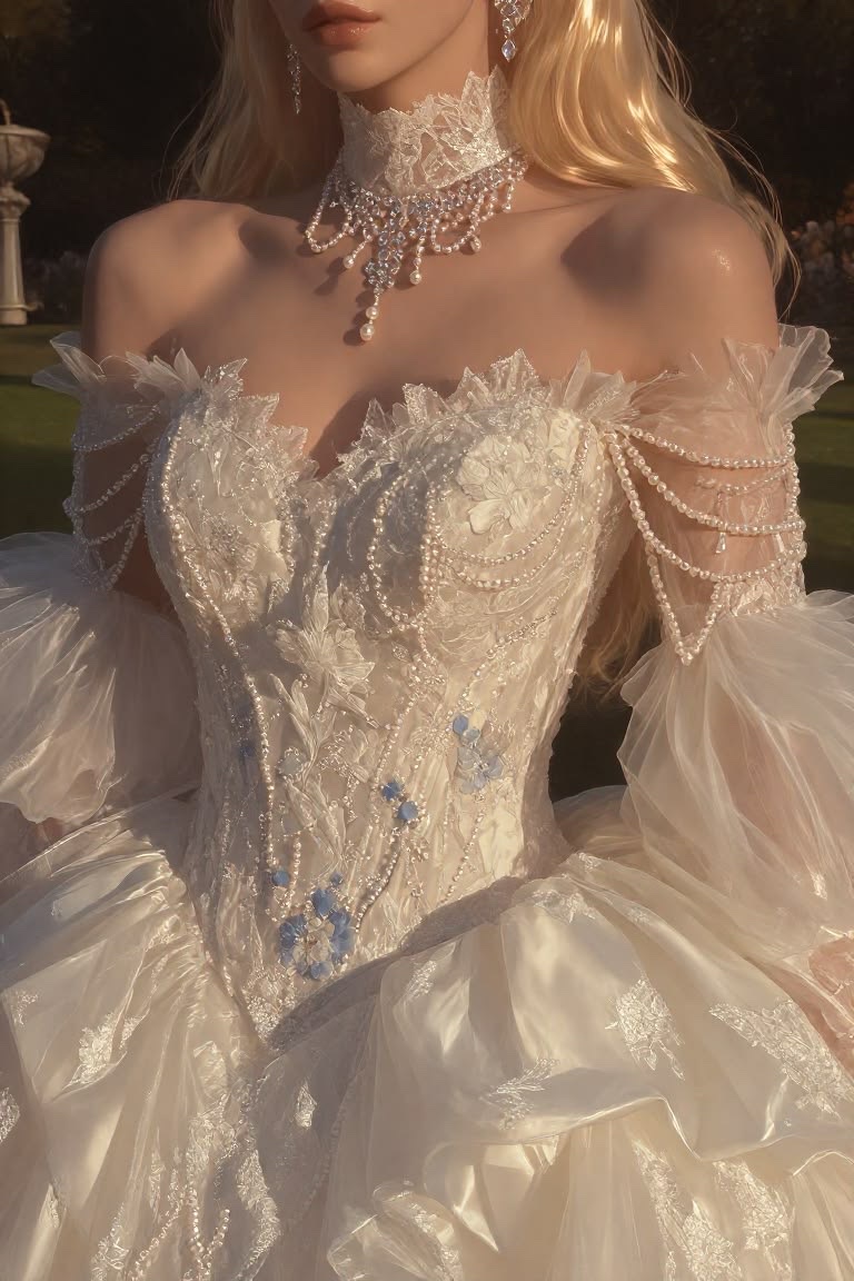 insperarise's tweet photo. pearl detailed white gown 🤍 https://t.co/1tfFR3crYr