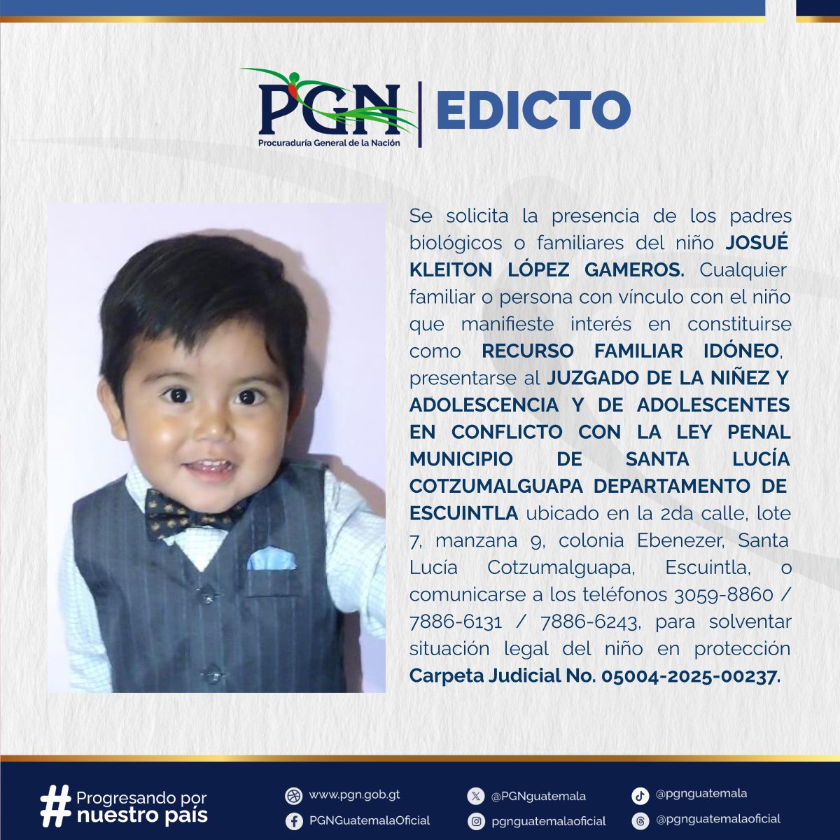 PGNguatemala's tweet photo. Tu ayuda es importante, comparte la imagen para encontrar un familiar de JOSUÉ KLEITON LÓPEZ GAMEROS. #Edicto #PGN https://t.co/aQhkmVrLp8