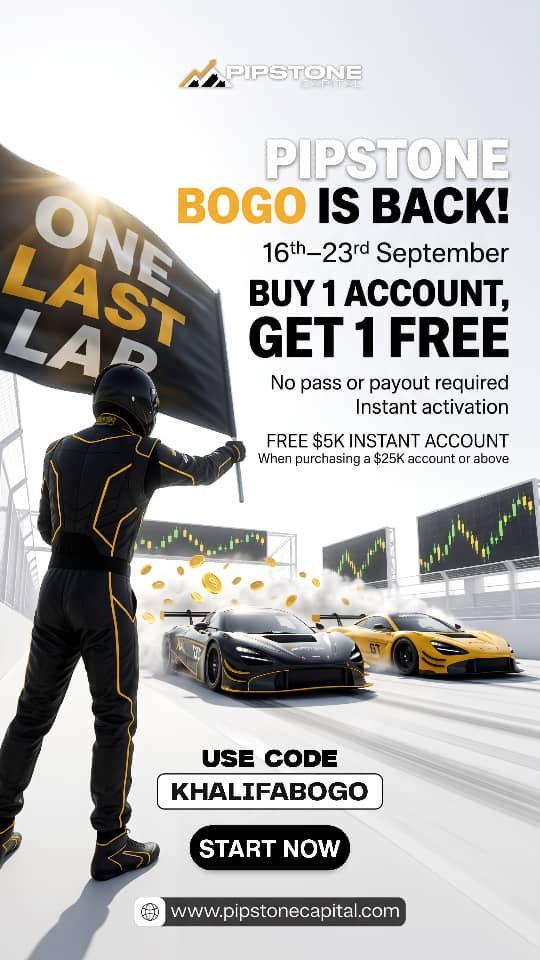 khalifaforex747's tweet photo. 🚨 PIPSTONE BOGO IS BACK! 🔥

From 16th–23rd September, enjoy these amazing offers:

🎁 Buy 1 Account, Get 1 FREE ⚡ No pass or payout required 🚀 Instant activation 💰 Get a FREE $5K Instant Account when you purchase a $25K account or above!

🏷️ Use code KHALIFABOGO to claim the offer.

Don’t miss out! 🔥
https://t.co/hPAf0Nmf8t
