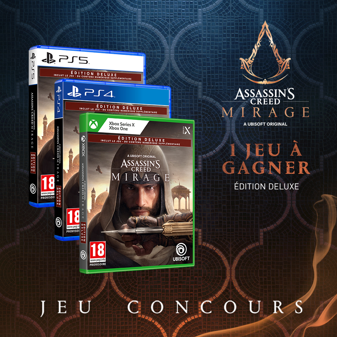 AssassinsFR's tweet photo. JEU CONCOURS 🦅

Pour fêter la sortie de la Discovery Tour App: AlUla, on se replonge dans l'histoire de Basim avec 1 jeu Assassin's Creed Mirage en Ed. Deluxe à gagner ! 🎁
❤️ Liker 
✅ S'abonner à @AssassinsFR
🕌 Dites en commentaire ce que vous aimez le + dans AC Mirage ! https://t.co/uzu5Kg4nns