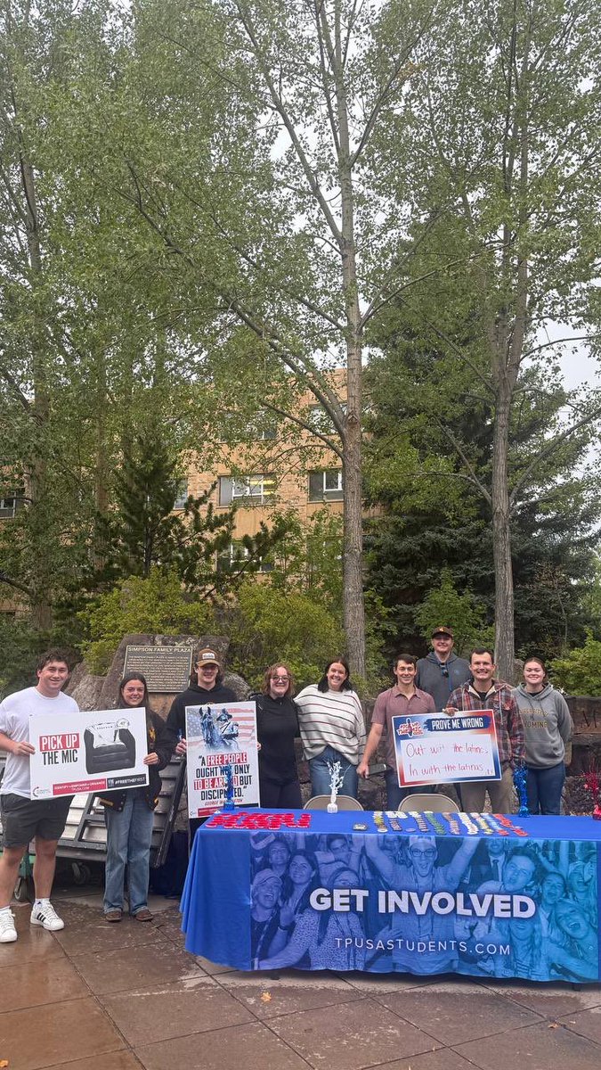 berkantener's tweet photo. Today was epic at the University of Wyoming🔥100+ @tpusastudents got involved! 

Students also got to talk with Alex Stein about several topics, spanning from abortion to immigration. 

Incredible to continue to free the first 🇺🇸🦅 https://t.co/4FxzC3iePW