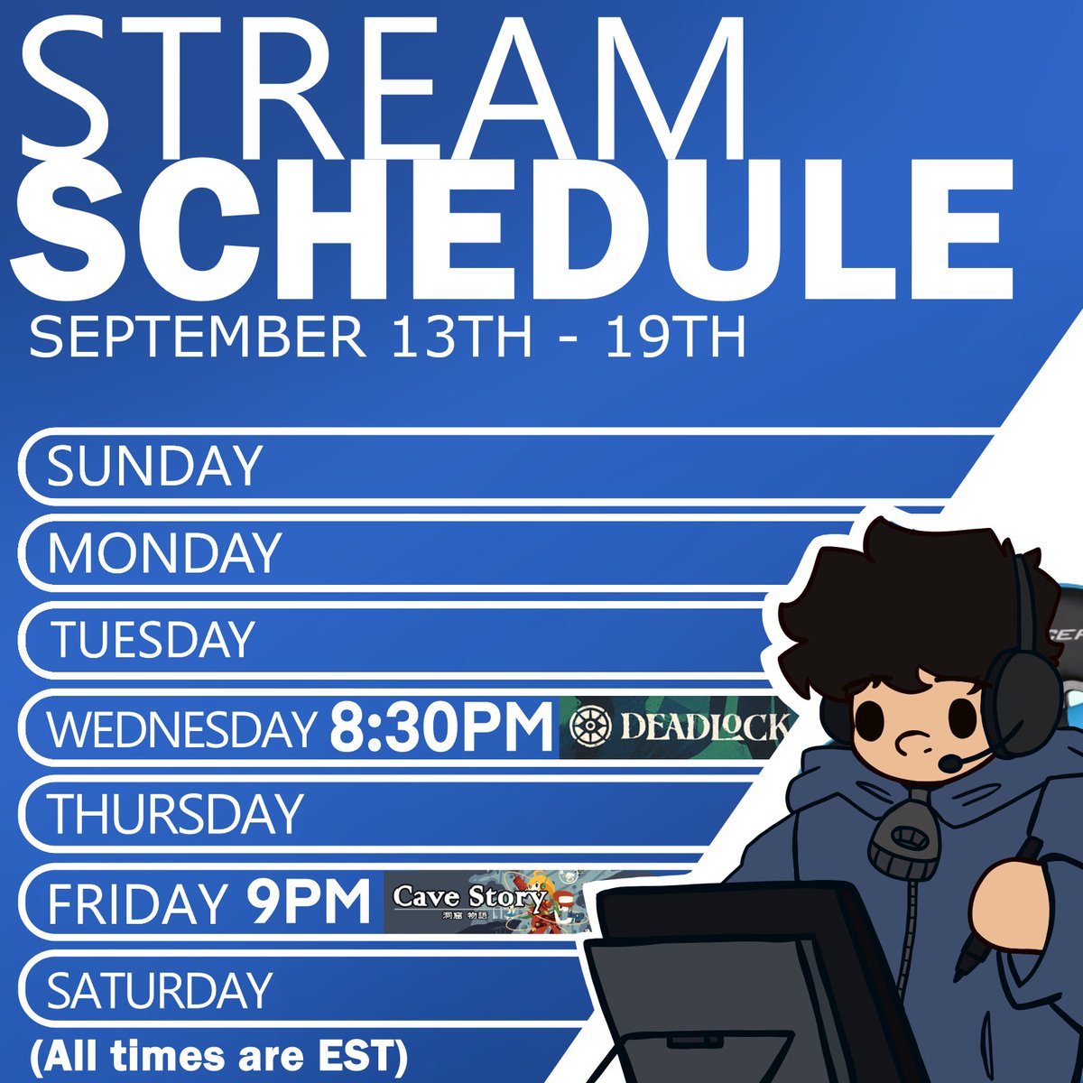 sketchitorium's tweet photo. Hey all! Finally back to streaming. 

Later tonight we're gonna run a few rounds of deadlock now that I got all of my roster the win requirements for ranked, and then friday we're gonna take another run at Ballos again to hopefully get the Good Ending of Cave Story FINALLY! https://t.co/wjBXe9Mdro