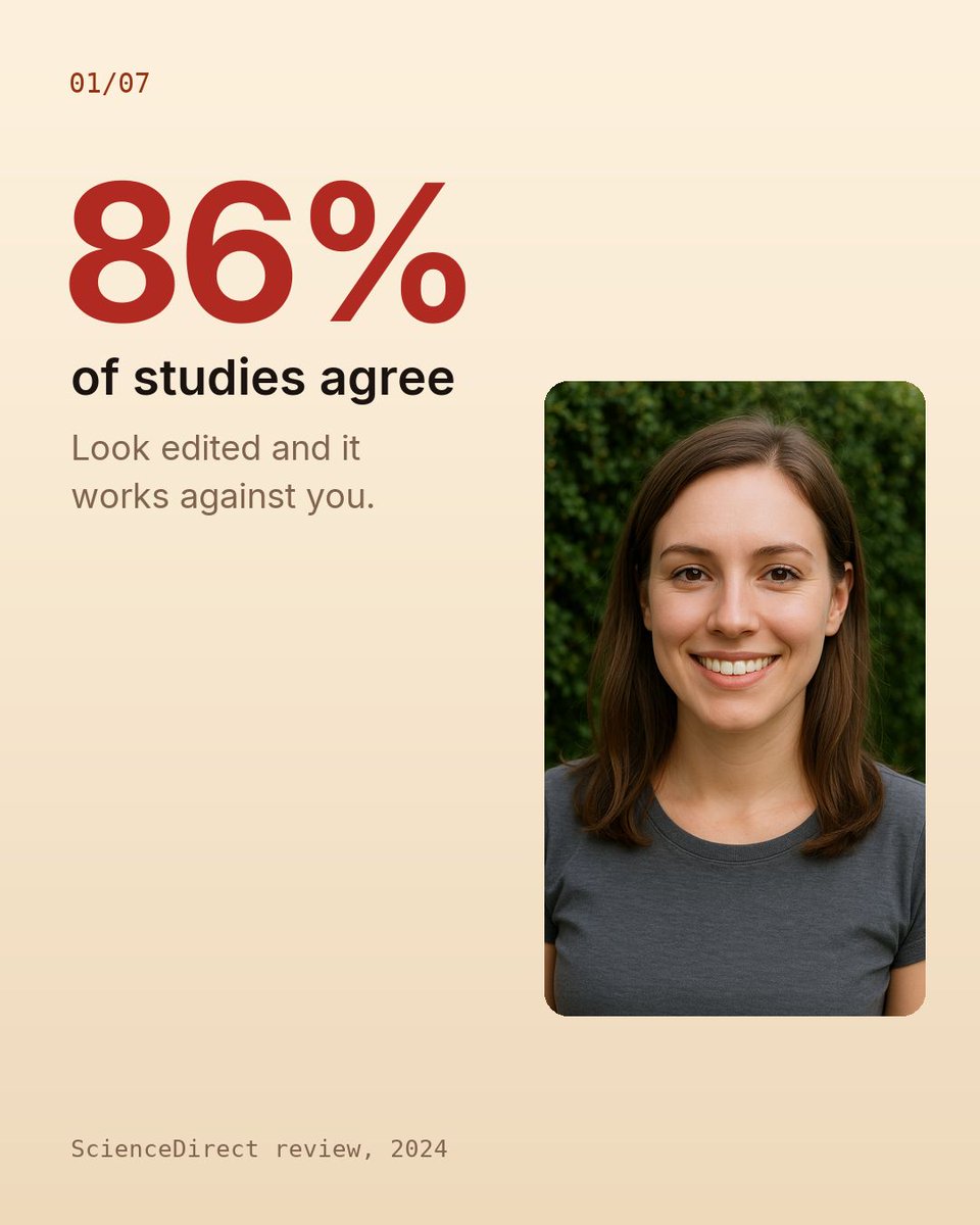 Topit_AI's tweet photo. 86% of studies say edited photos work against you. Every AI headshot app sells the opposite. Topit doesn't generate anything. It finds the photo you already have and ranks it. Your face, your photos, a better order. Free on iOS & Android. #ai #headshots #dating #profile #topit https://t.co/rrsQVC3v2m