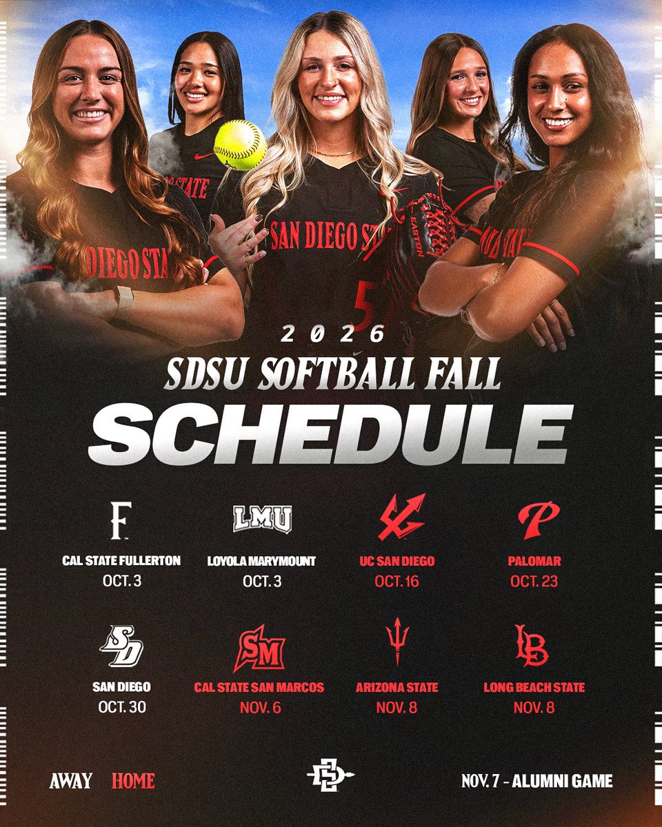 AztecSoftball's tweet photo. The fall schedule is here 🍂🍁🥎 #GoAztecs https://t.co/q9pVnskQzO