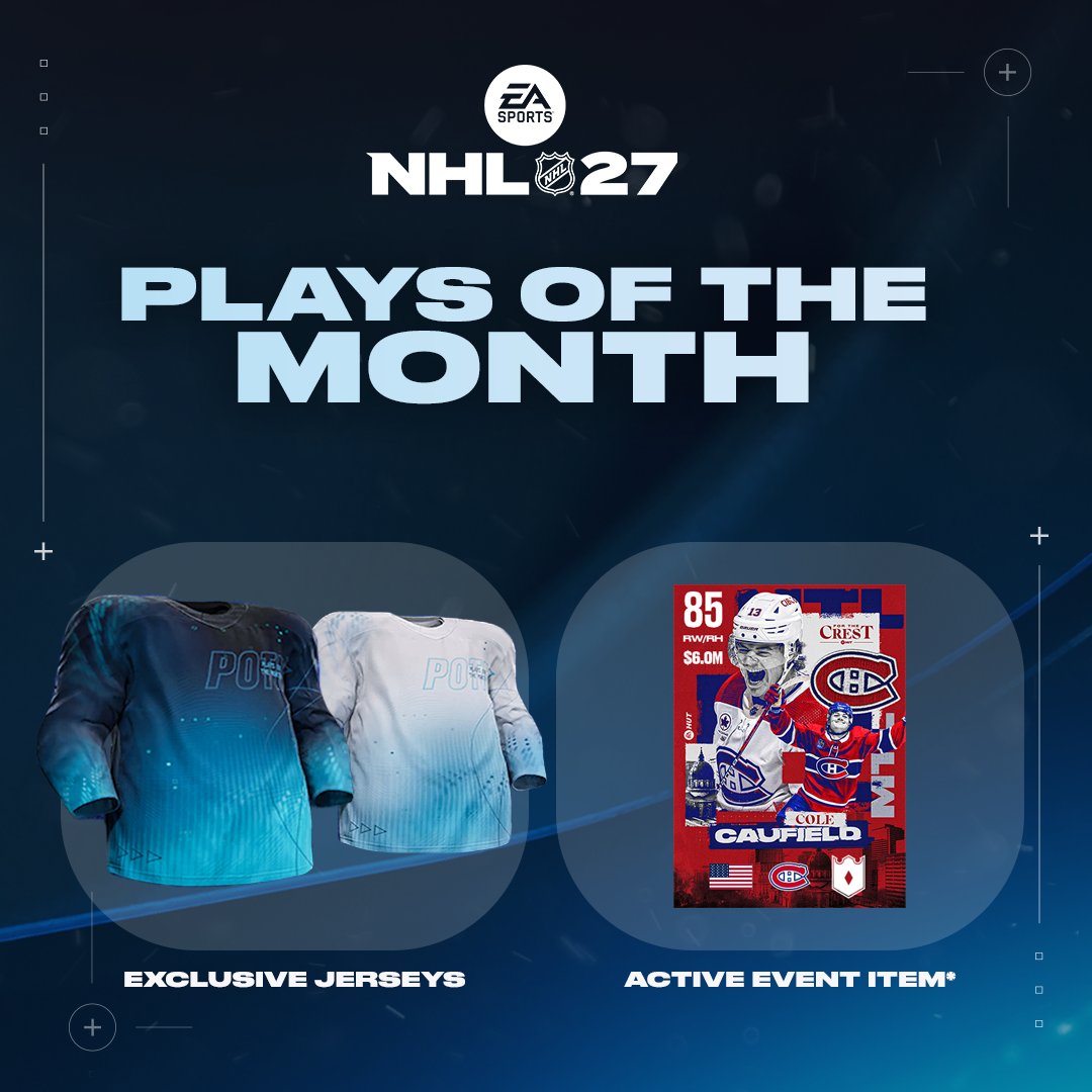EASPORTSNHL's tweet photo. Calling all #NHL27 highlight makers! 🎥

Submit your best plays for a chance to be featured in Plays of the Month and win prizes.

Submit your clips: https://t.co/anbCfTnO6n https://t.co/Ic4NNctAba