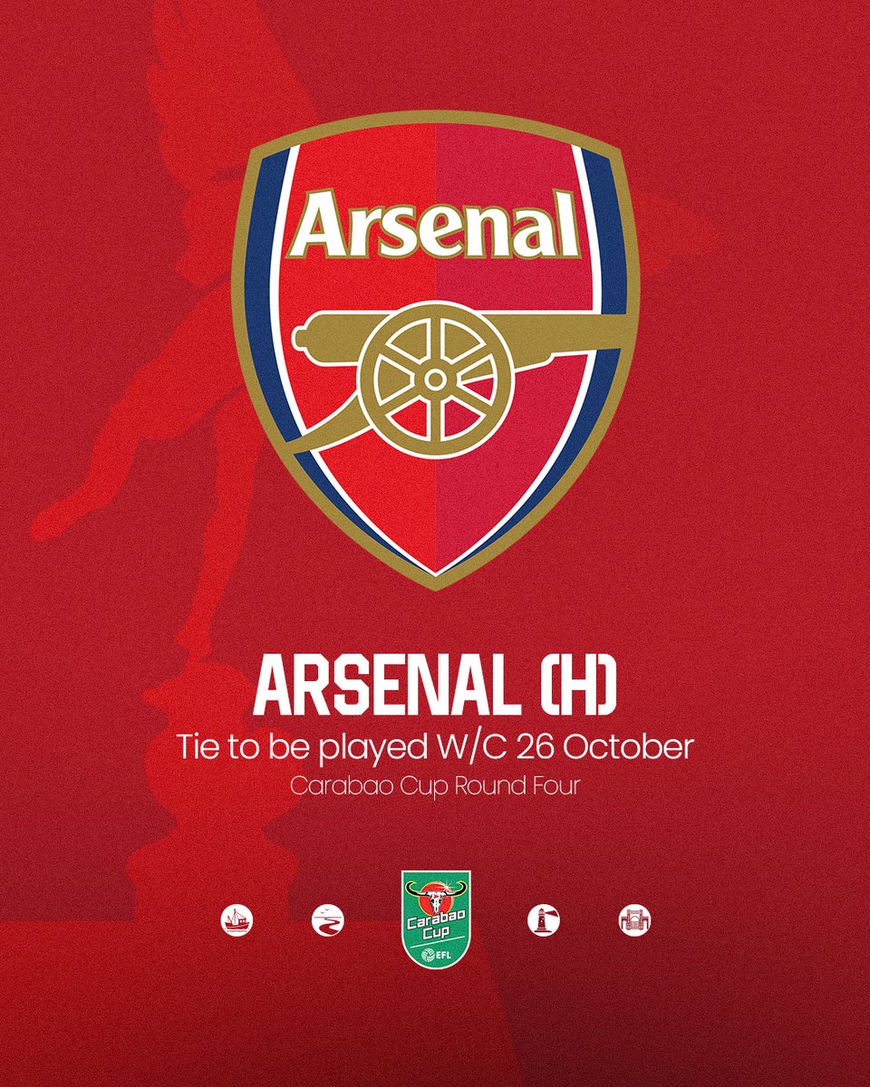 ftfc's tweet photo. Our historic Carabao Cup run continues against Arsenal. 🏆

Town will host the Premier League winners in the fourth round, with the tie scheduled for the week commencing 26 October. https://t.co/P7UjXSsdNj