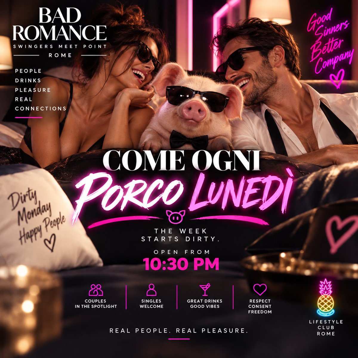 ClubBadRomance's tweet photo. 🐷 Mon · Porco Lunedì
🔥 Tue · After Dark
💋 Wed · It’s Her Night
😈 Thu · Cuckold &amp; Bull

7 nights. 7 moods. One Bad Romance. 🍍⬇️
📍 Rome · Open every night from 10:30 PM

👉 Reservations:
https://t.co/apfKeDn9uZ https://t.co/54LRLiwJk6