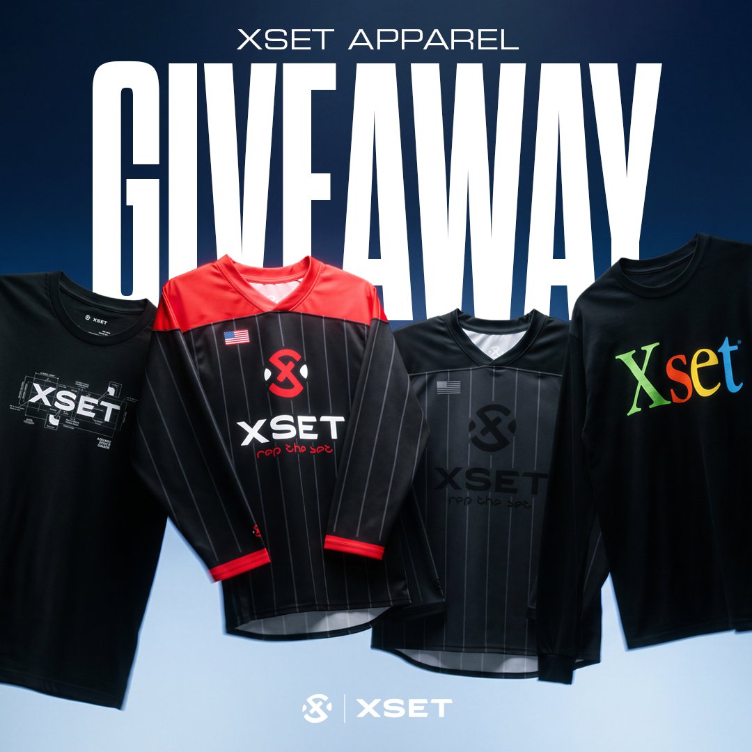 XSET's tweet photo. 🚨 FREE MERCH 🚨  

Want to get your hands on some XSET apparel? 
We're giving some away! 👏

HOW TO ENTER
- Follow @XSET ✅
- RT this post ✅
- Tag a friend ✅
