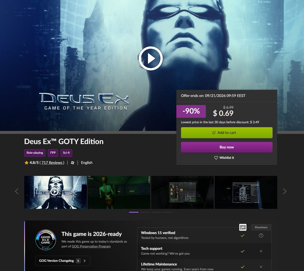 Wario64's tweet photo. Deus Ex GOTY Edition is $0.69 on GOG (preservation program) https://t.co/KdRWyCoxm3 #ad https://t.co/oNGcxLgEdn