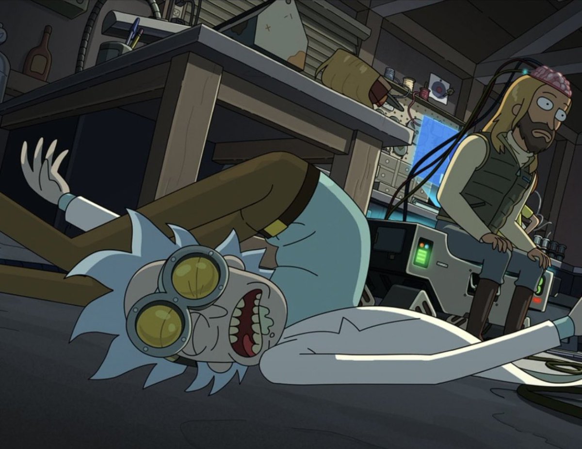 Princess1Toilet's tweet photo. Rick Sanchez getting folded like a lawn chair 4k ultra HD where https://t.co/DgKYlaVjii